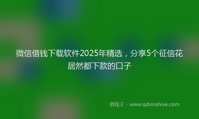 微信借钱下载软件2025年精选，分享5个征信花居然都下款的口子