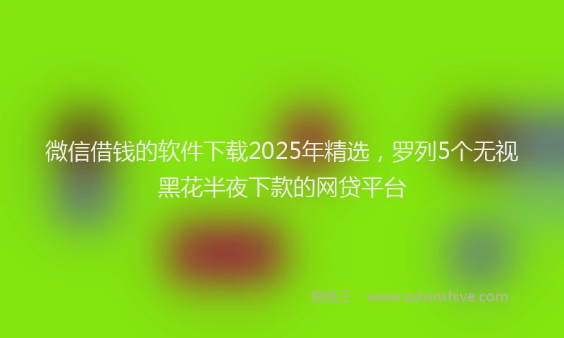 微信借钱的软件下载2025年精选，罗列5个无视黑花半夜下款的网贷平台