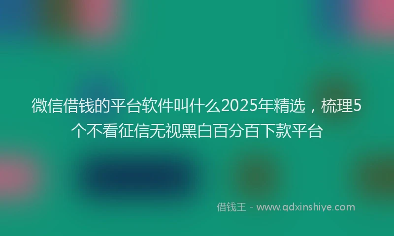 微信借钱的平台软件叫什么2025年精选，梳理5个不看征信无视黑白百分百下款平台