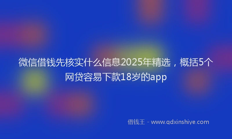 微信借钱先核实什么信息2025年精选，概括5个网贷容易下款18岁的app