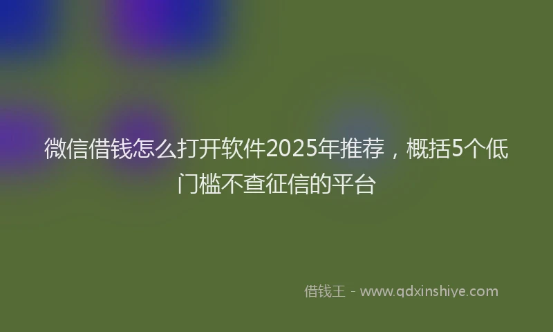 微信借钱怎么打开软件2025年推荐，概括5个低门槛不查征信的平台