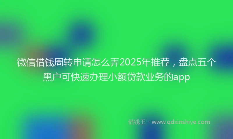 微信借钱周转申请怎么弄2025年推荐，盘点五个黑户可快速办理小额贷款业务的app