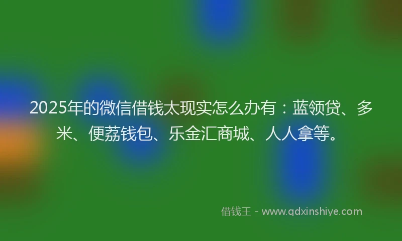 2025年的微信借钱太现实怎么办有：蓝领贷、多米、便荔钱包、乐金汇商城、人人拿等。