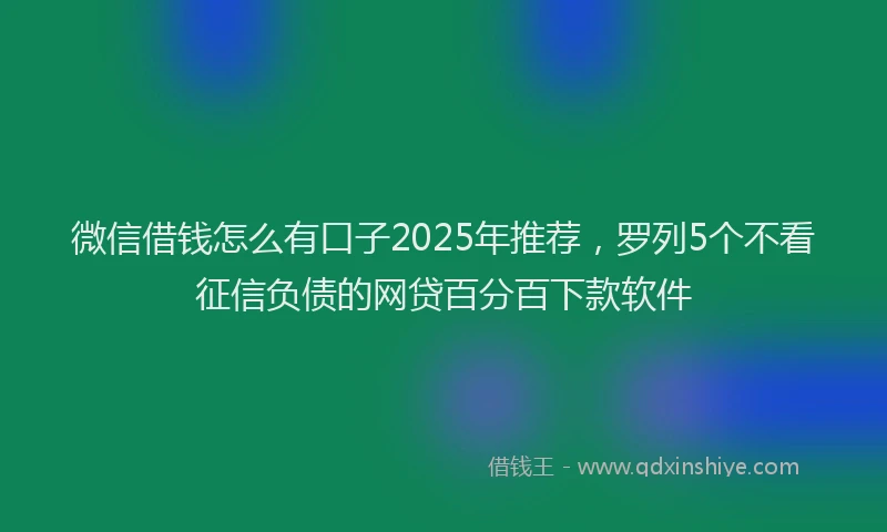 微信借钱怎么有口子2025年推荐，罗列5个不看征信负债的网贷百分百下款软件