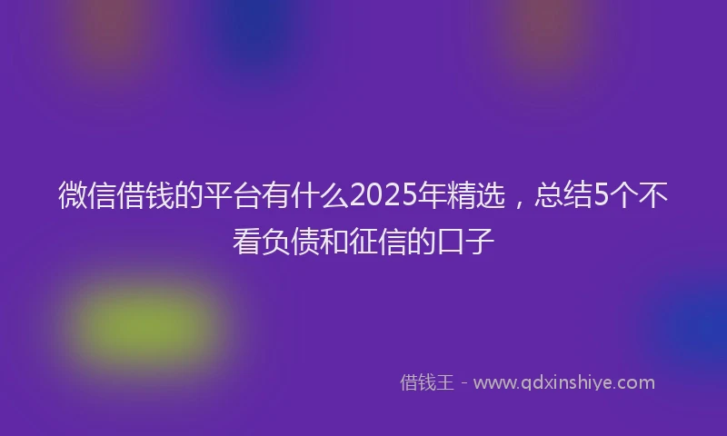 微信借钱的平台有什么2025年精选，总结5个不看负债和征信的口子