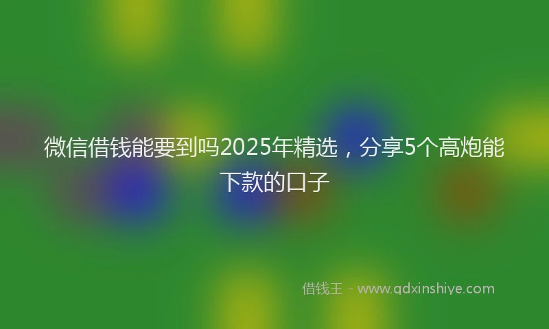微信借钱能要到吗2025年精选，分享5个高炮能下款的口子