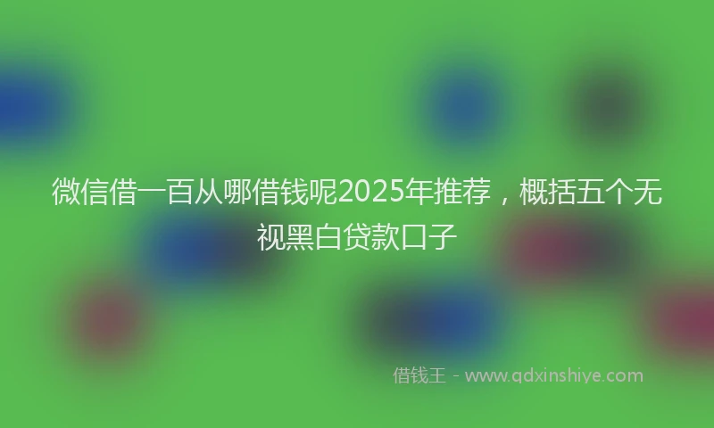 微信借一百从哪借钱呢2025年推荐，概括五个无视黑白贷款口子