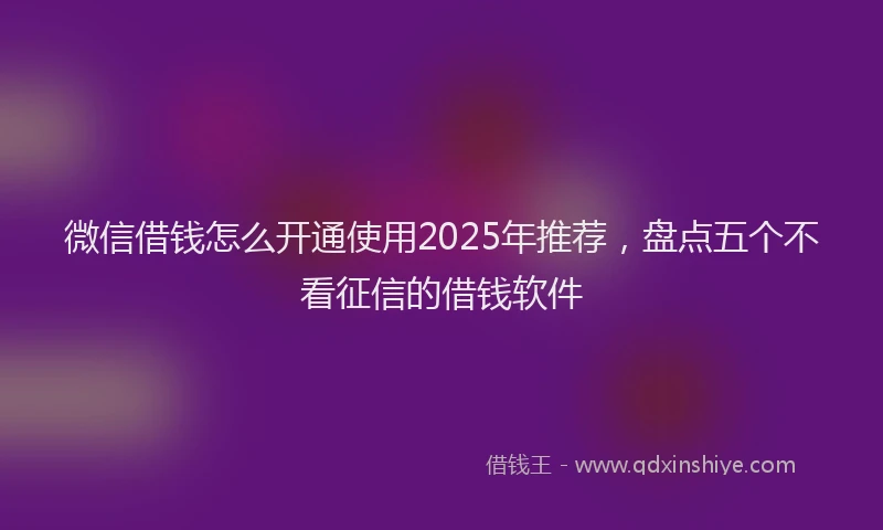 微信借钱怎么开通使用2025年推荐，盘点五个不看征信的借钱软件