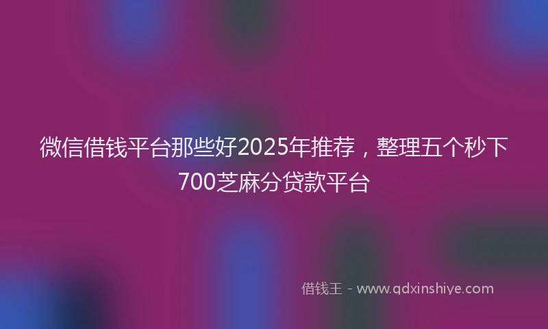 微信借钱平台那些好2025年推荐，整理五个秒下700芝麻分贷款平台