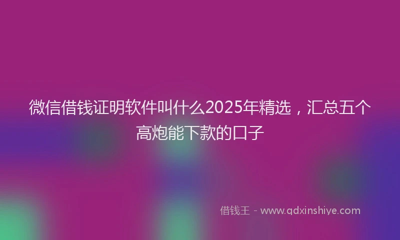 微信借钱证明软件叫什么2025年精选，汇总五个高炮能下款的口子