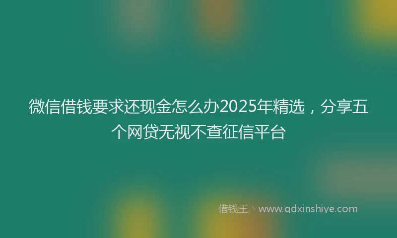微信借钱要求还现金怎么办2025年精选，分享五个网贷无视不查征信平台