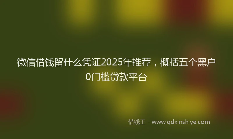 微信借钱留什么凭证2025年推荐，概括五个黑户0门槛贷款平台