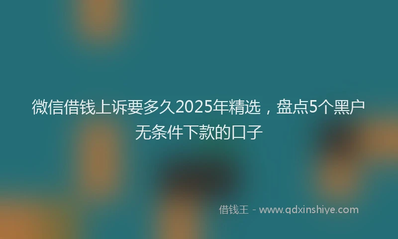 微信借钱上诉要多久2025年精选，盘点5个黑户无条件下款的口子