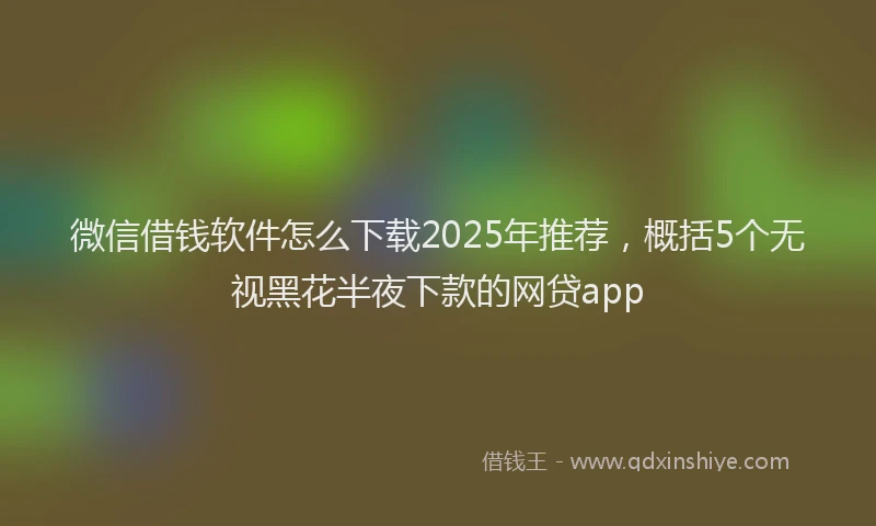 微信借钱软件怎么下载2025年推荐，概括5个无视黑花半夜下款的网贷app