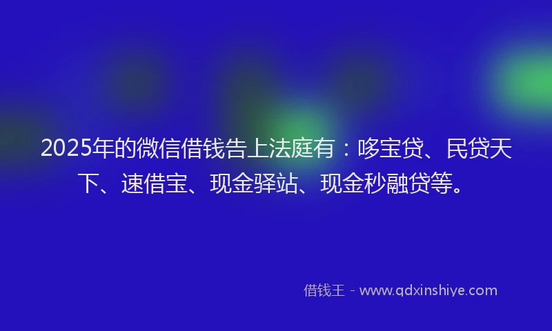 2025年的微信借钱告上法庭有：哆宝贷、民贷天下、速借宝、现金驿站、现金秒融贷等。