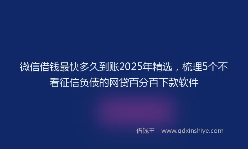 微信借钱最快多久到账2025年精选，梳理5个不看征信负债的网贷百分百下款软件