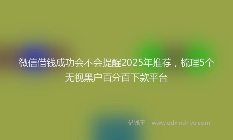 微信借钱成功会不会提醒2025年推荐，梳理5个无视黑户百分百下款平台