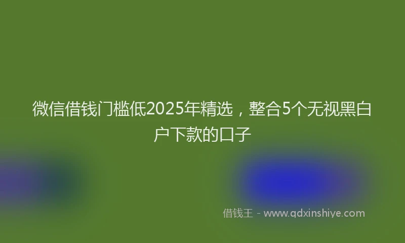 微信借钱门槛低2025年精选，整合5个无视黑白户下款的口子