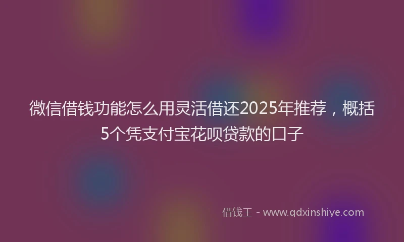 微信借钱功能怎么用灵活借还2025年推荐，概括5个凭支付宝花呗贷款的口子