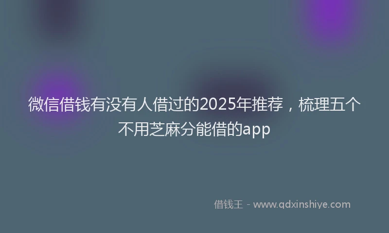 微信借钱有没有人借过的2025年推荐，梳理五个不用芝麻分能借的app