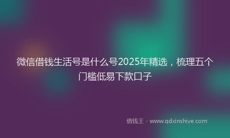 微信借钱生活号是什么号2025年精选，梳理五个门槛低易下款口子