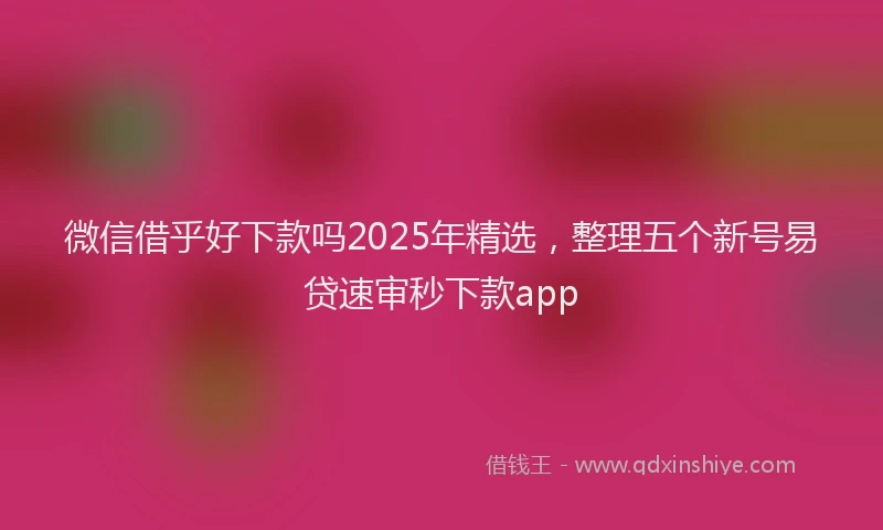 微信借乎好下款吗2025年精选，整理五个新号易贷速审秒下款app