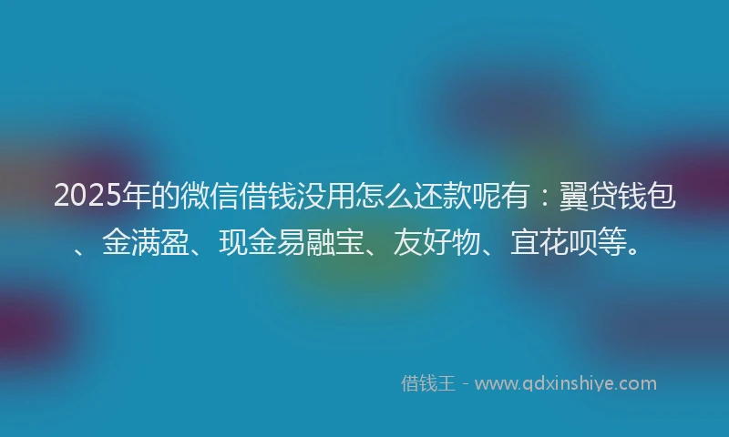 2025年的微信借钱没用怎么还款呢有：翼贷钱包、金满盈、现金易融宝、友好物、宜花呗等。