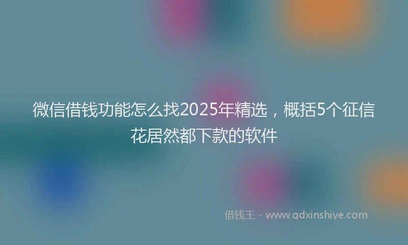 微信借钱功能怎么找2025年精选，概括5个征信花居然都下款的软件