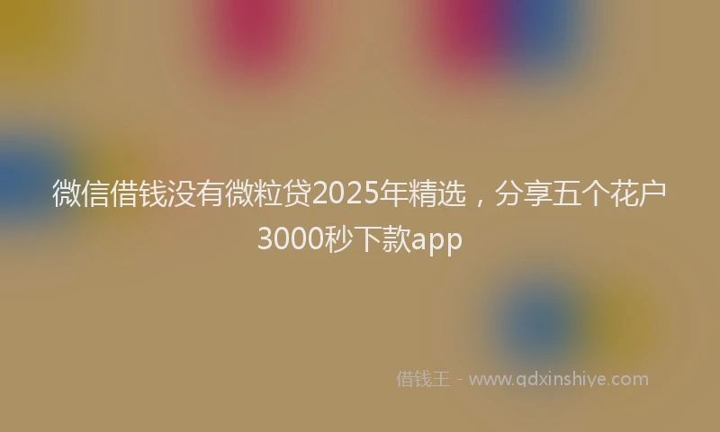 微信借钱没有微粒贷2025年精选，分享五个花户3000秒下款app