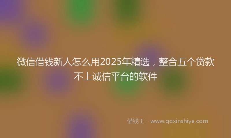 微信借钱新人怎么用2025年精选，整合五个贷款不上诚信平台的软件