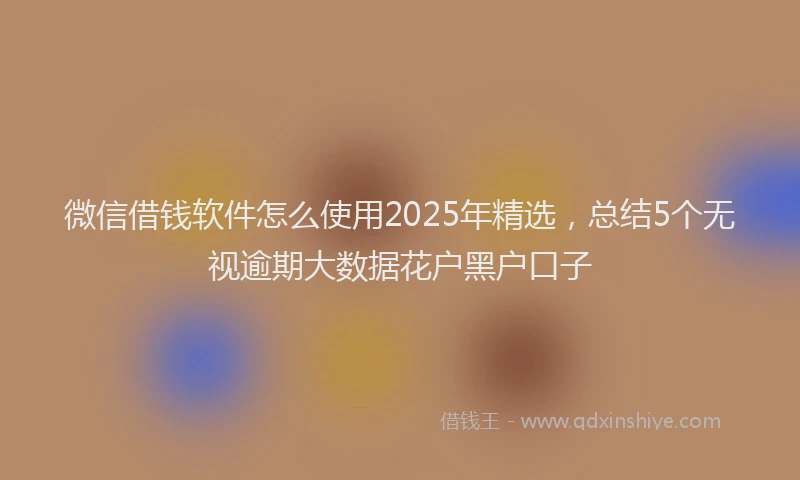 微信借钱软件怎么使用2025年精选，总结5个无视逾期大数据花户黑户口子