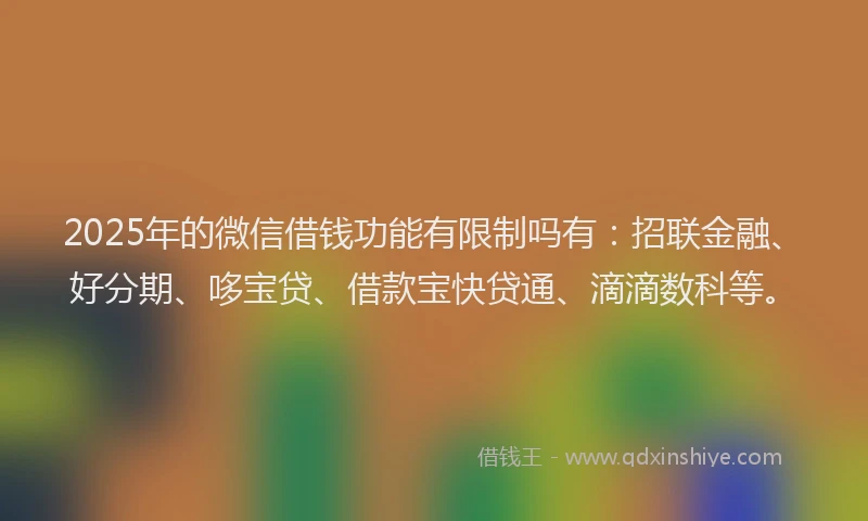 2025年的微信借钱功能有限制吗有：招联金融、好分期、哆宝贷、借款宝快贷通、滴滴数科等。