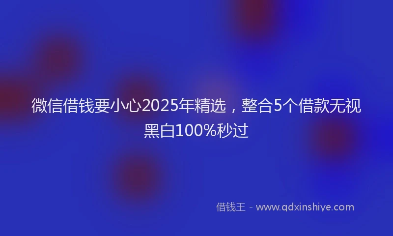 微信借钱要小心2025年精选，整合5个借款无视黑白100%秒过