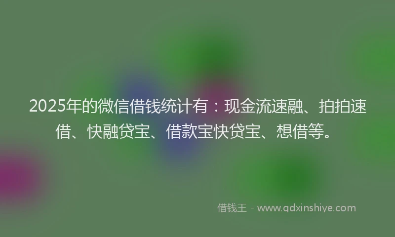 2025年的微信借钱统计有：现金流速融、拍拍速借、快融贷宝、借款宝快贷宝、想借等。