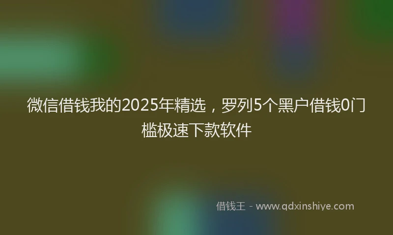微信借钱我的2025年精选，罗列5个黑户借钱0门槛极速下款软件