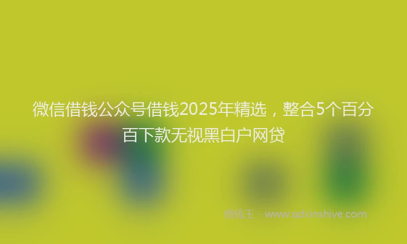 微信借钱公众号借钱2025年精选，整合5个百分百下款无视黑白户网贷