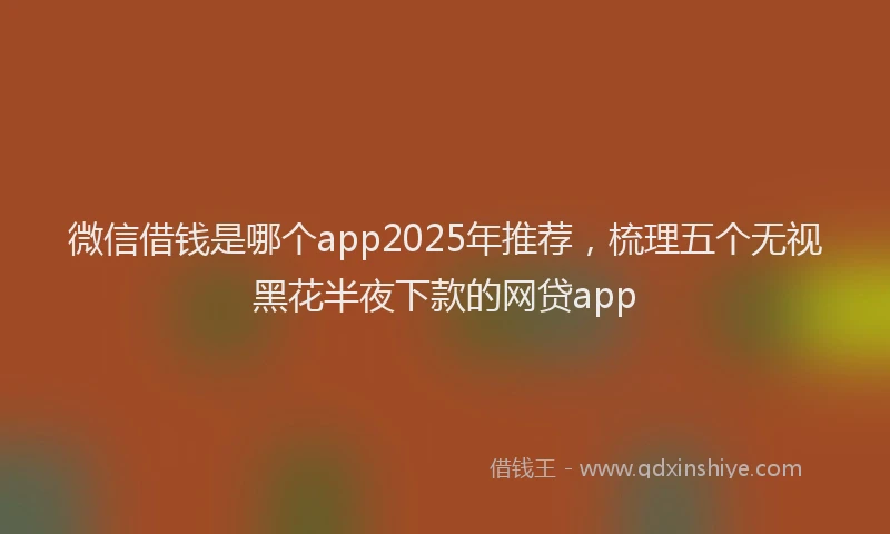 微信借钱是哪个app2025年推荐，梳理五个无视黑花半夜下款的网贷app