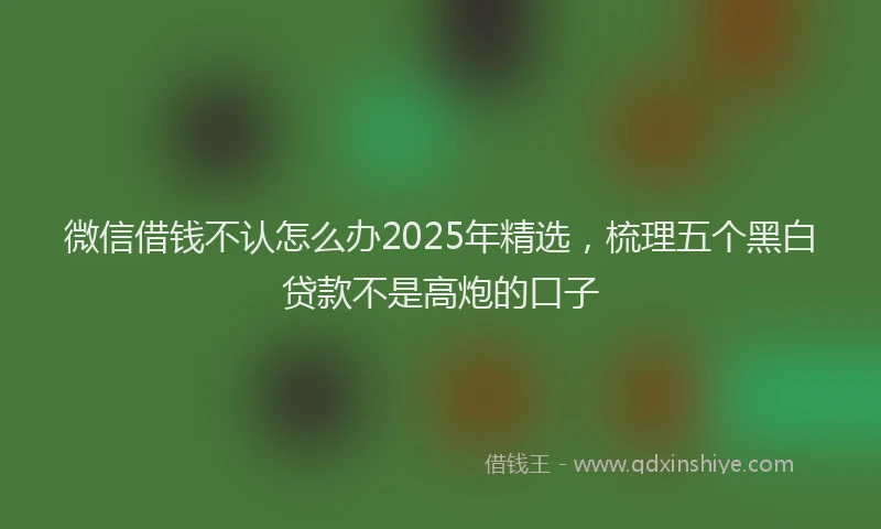 微信借钱不认怎么办2025年精选，梳理五个黑白贷款不是高炮的口子