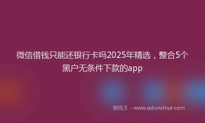 微信借钱只能还银行卡吗2025年精选，整合5个黑户无条件下款的app