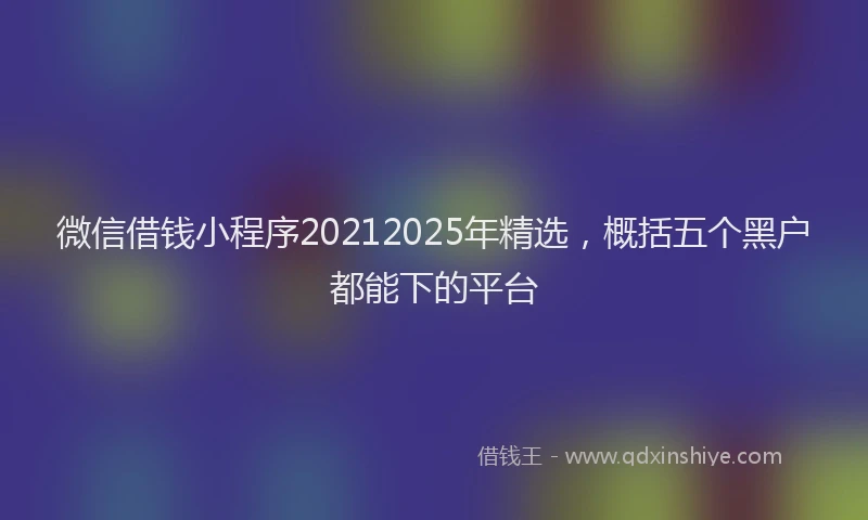 微信借钱小程序20212025年精选，概括五个黑户都能下的平台