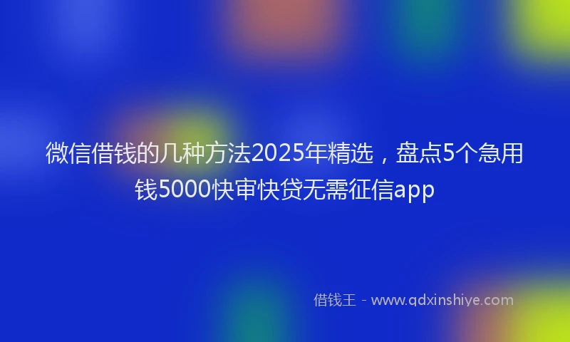 微信借钱的几种方法2025年精选，盘点5个急用钱5000快审快贷无需征信app