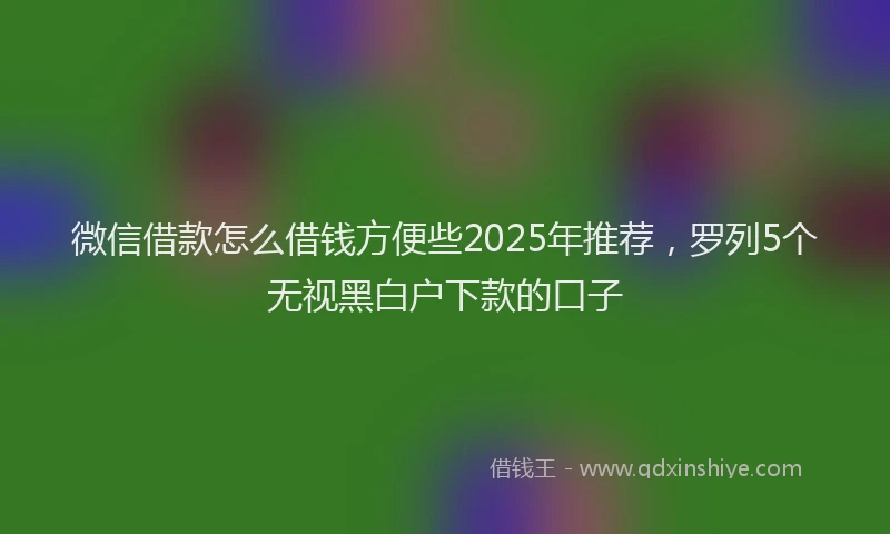 微信借款怎么借钱方便些2025年推荐，罗列5个无视黑白户下款的口子