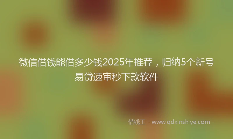 微信借钱能借多少钱2025年推荐，归纳5个新号易贷速审秒下款软件