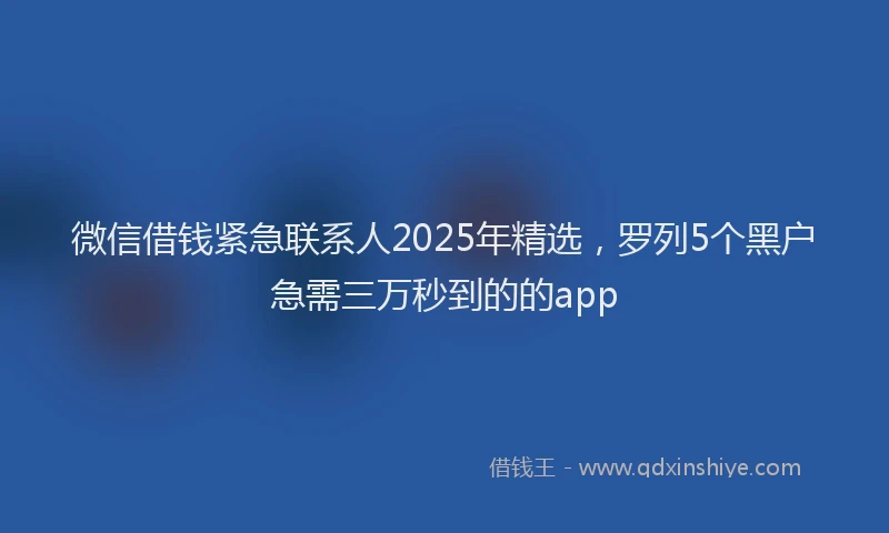 微信借钱紧急联系人2025年精选，罗列5个黑户急需三万秒到的的app