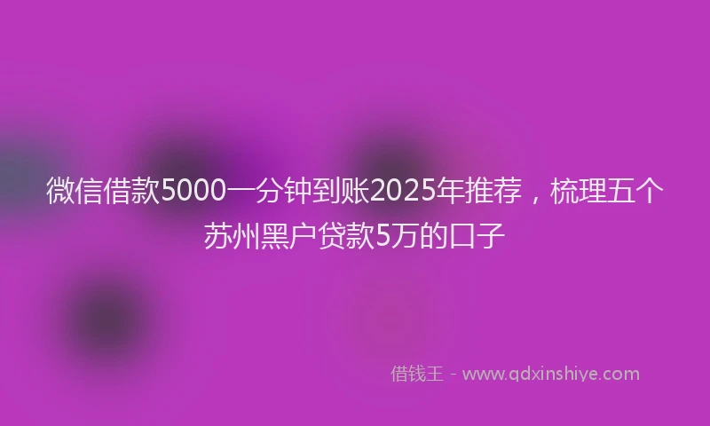 微信借款5000一分钟到账2025年推荐，梳理五个苏州黑户贷款5万的口子