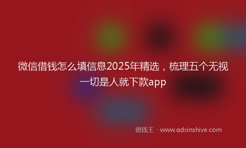 微信借钱怎么填信息2025年精选，梳理五个无视一切是人就下款app
