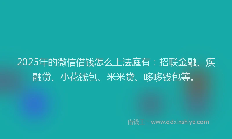 2025年的微信借钱怎么上法庭有：招联金融、疾融贷、小花钱包、米米贷、哆哆钱包等。