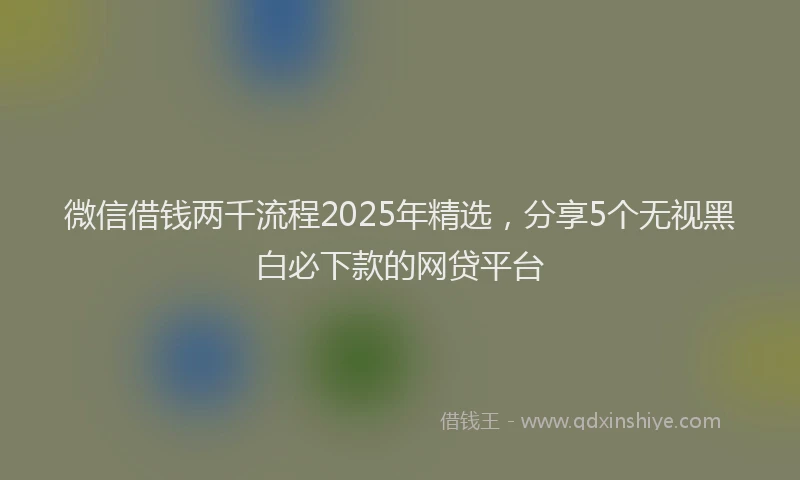 微信借钱两千流程2025年精选，分享5个无视黑白必下款的网贷平台