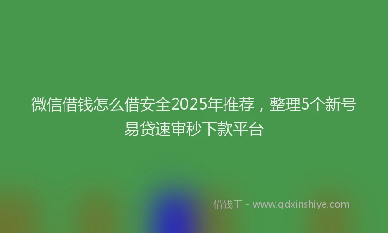 微信借钱怎么借安全2025年推荐，整理5个新号易贷速审秒下款平台