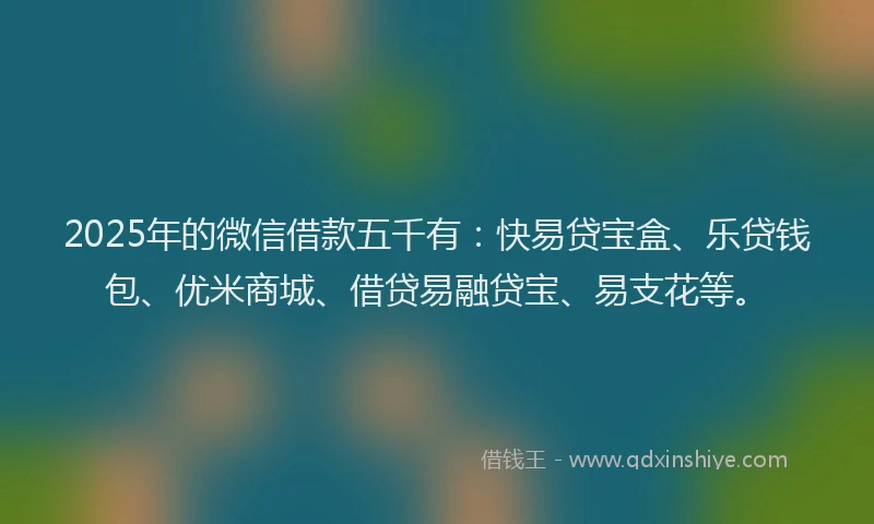 2025年的微信借款五千有：快易贷宝盒、乐贷钱包、优米商城、借贷易融贷宝、易支花等。
